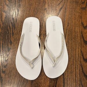 Woman Shoes Rhinestone Decor Flip Flops Size 7